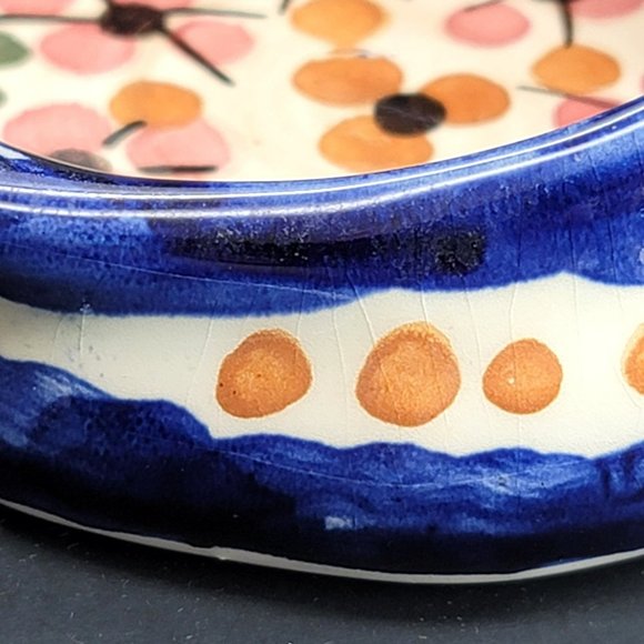 Majolica Holland Hand Painted Hat Cap Dishes Blue Floral Cr153 - Picture 15 of 16